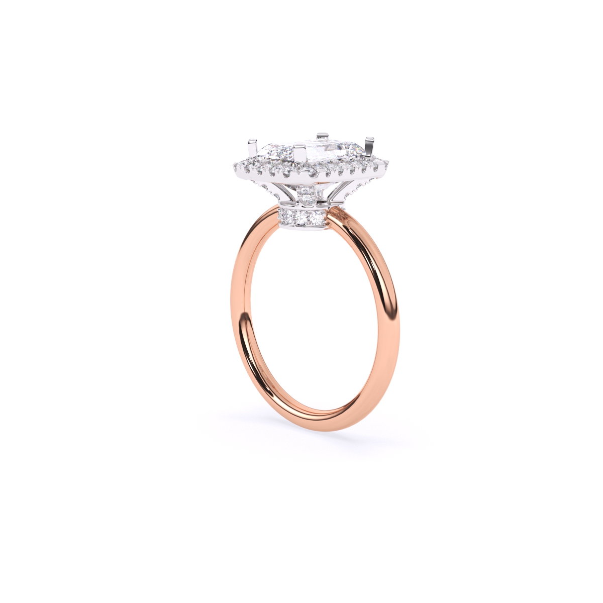 Emerald Halo Solitaire Diamond Ring